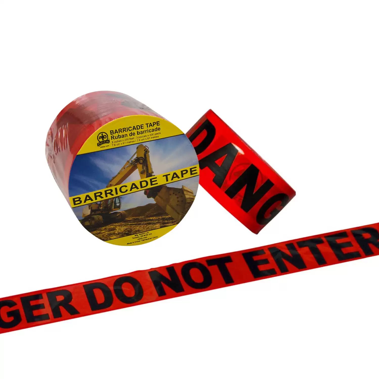 WASIP Ltd. 57005RR 3" x 1000' Red Danger Barricade Tape