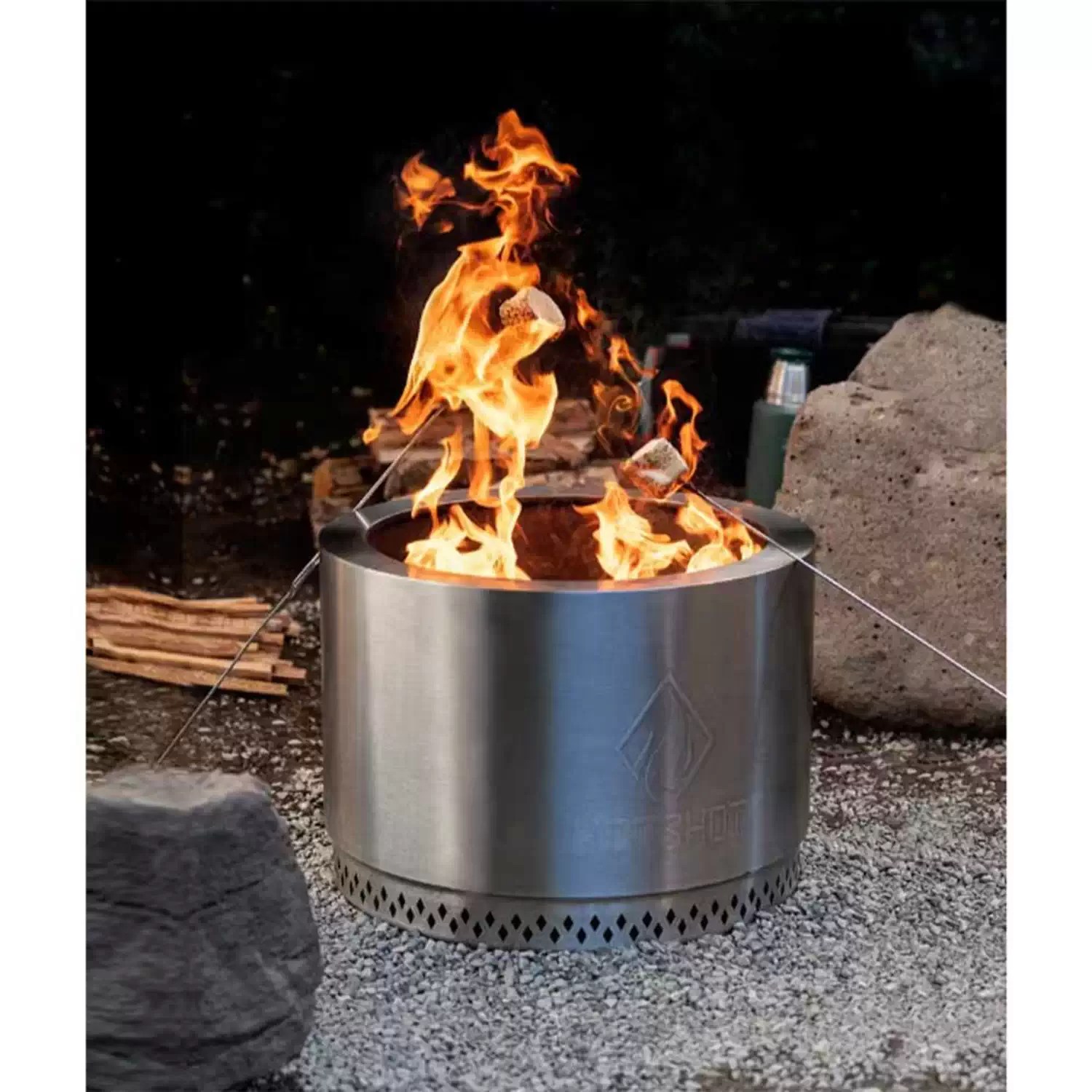 HotShot Explorer 52258 19.5" Portable Stainless Steel Smokeless Wood Burning Fire Pit