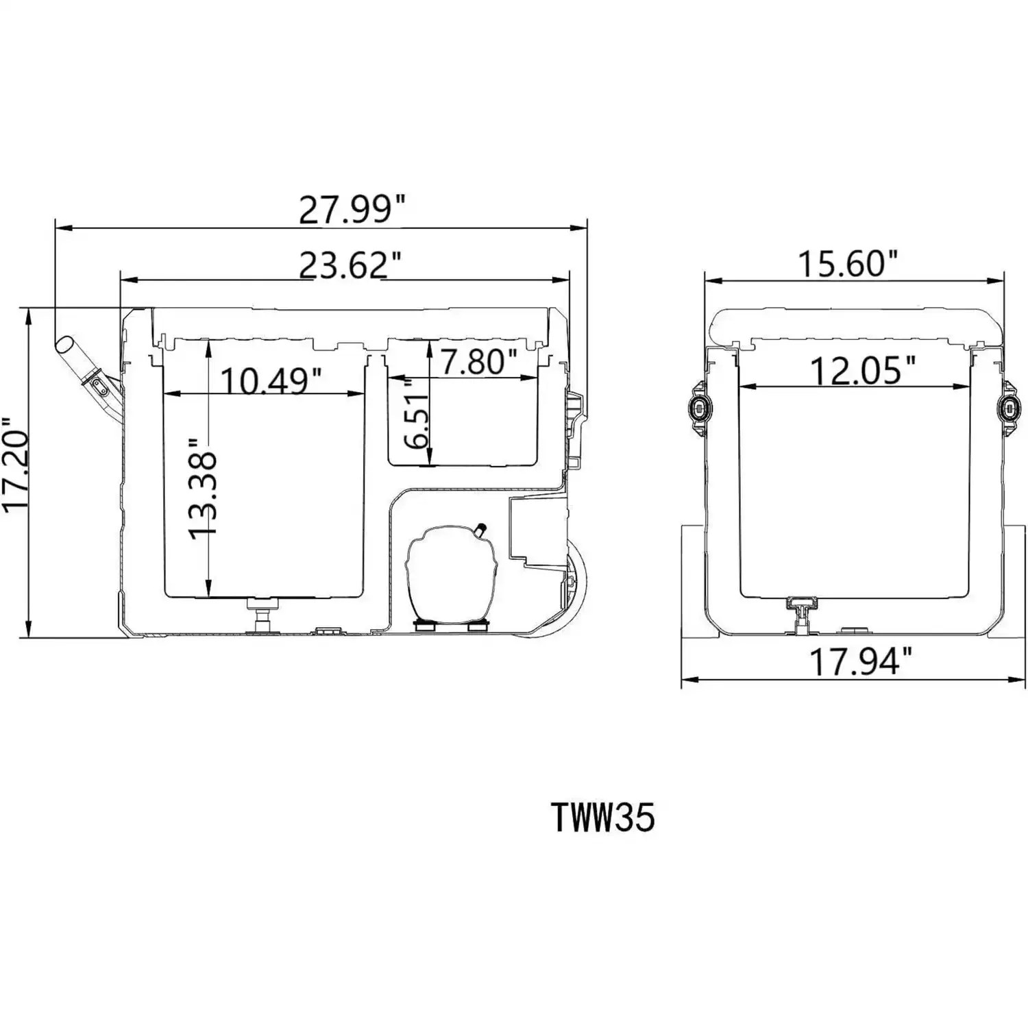 picool TWW35 35L 12/24V Portable Dual Temperature Freezer / Fridge Cooler