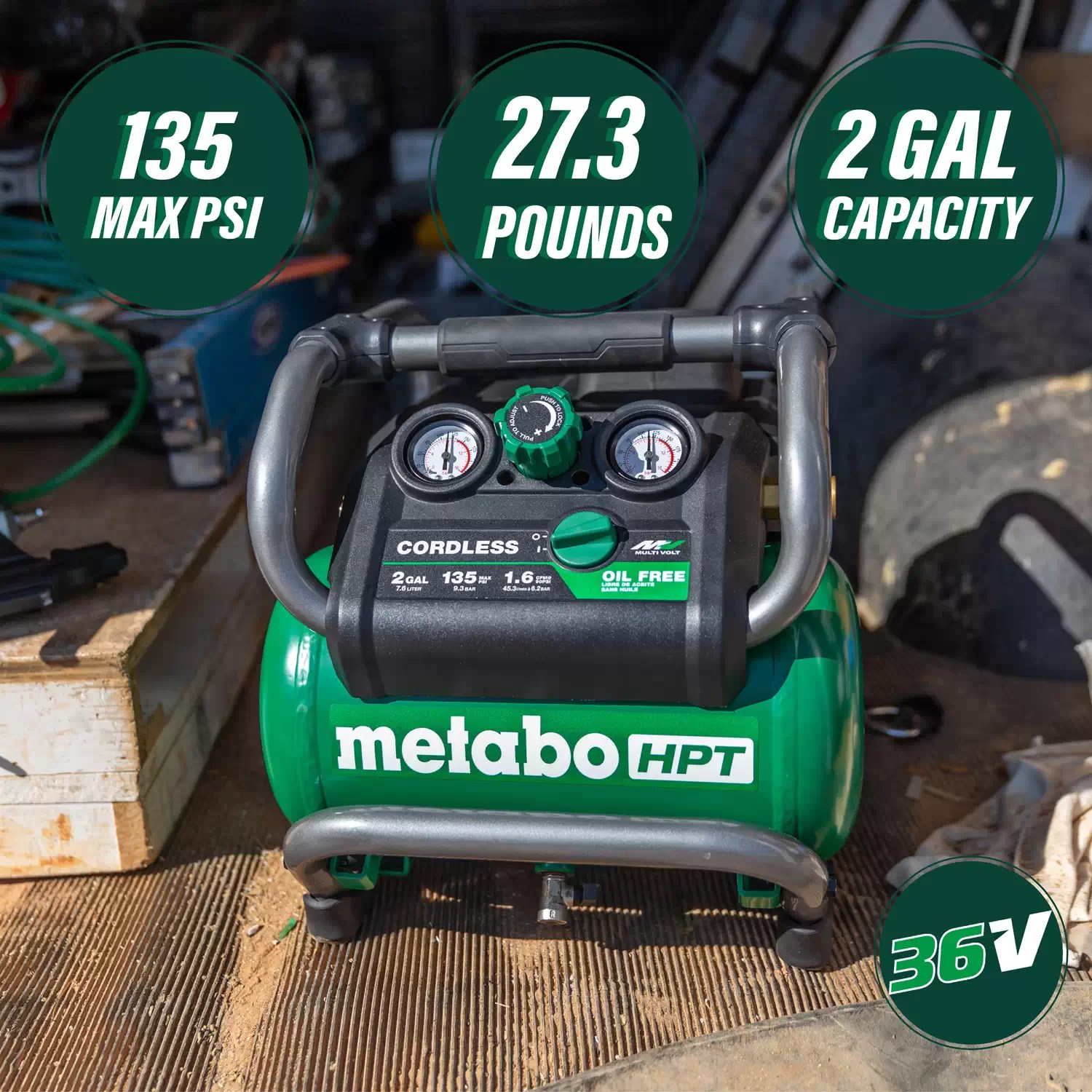 Metabo HPT EC36DAQ4M 36V MultiVolt 2 Gallon Cordless Compressor - Tool Only
