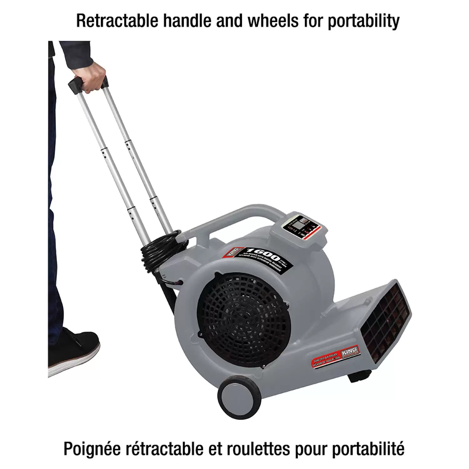 King Industrial KC1600AM 1600 CFM 3 Speed High Velocity Air Mover, Shop Fan