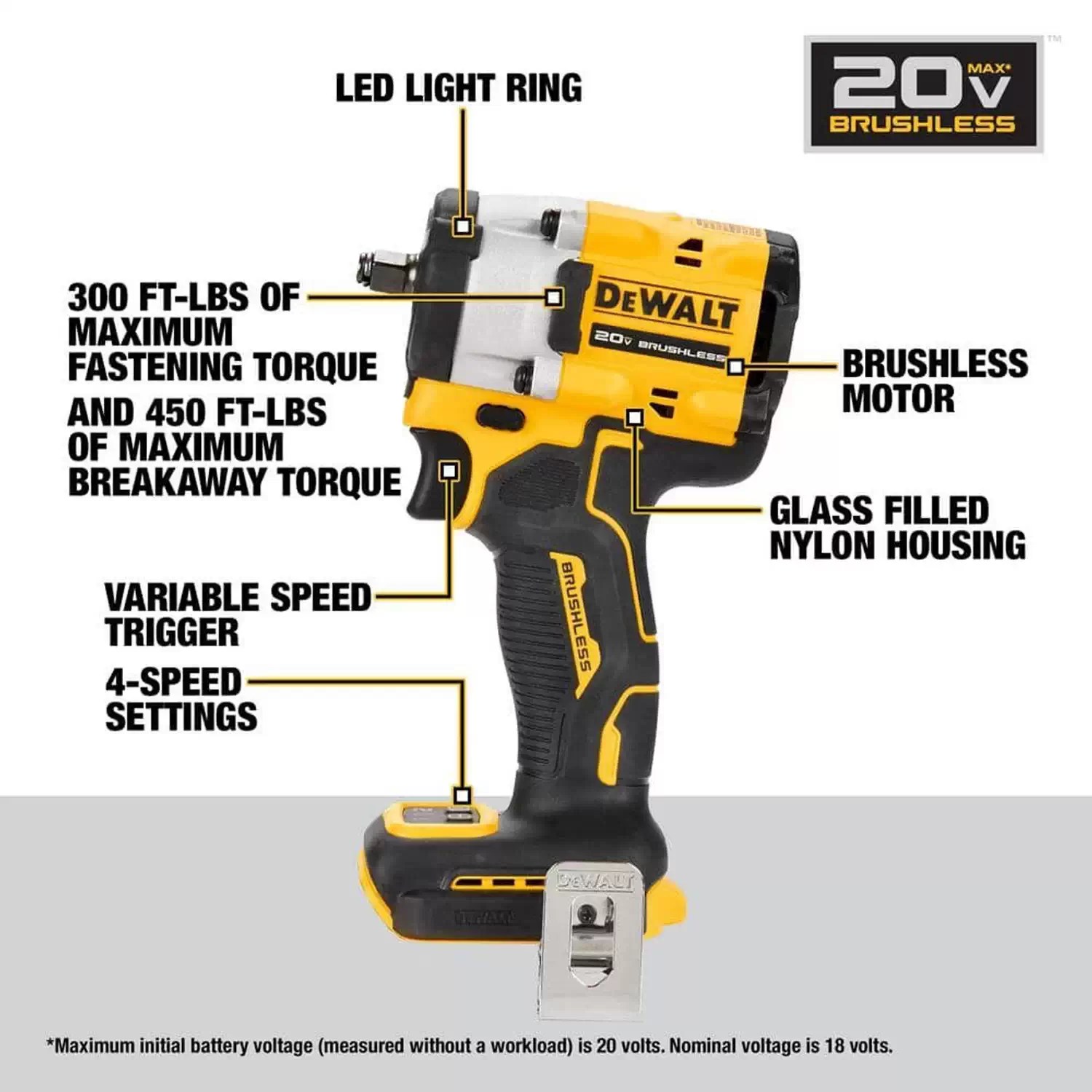 Dewalt DCF923B 20V MAX Atomic 3/8" Cordless Impact Wrench (Hog Ring) - Tool Only