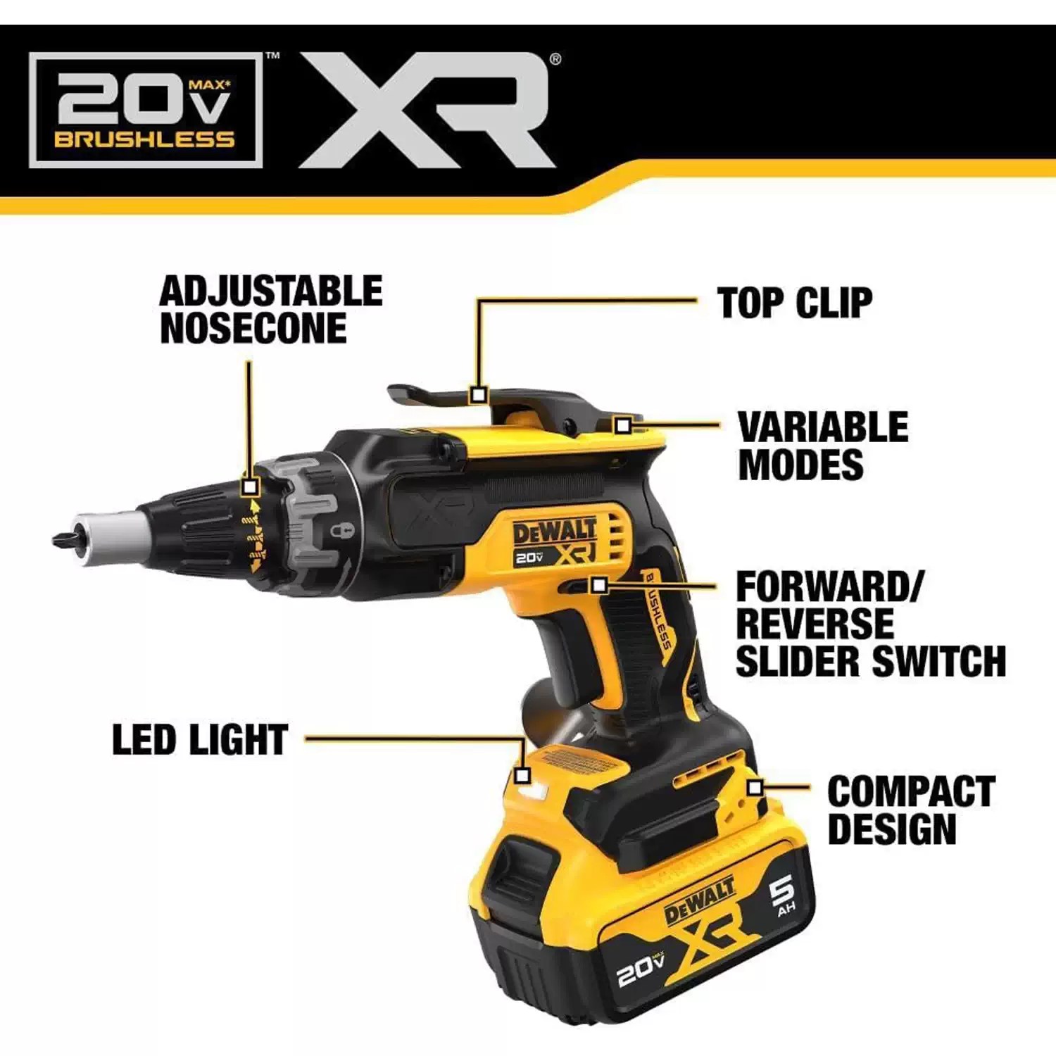 Dewalt DCK268P2 20V MAX Cordless Brushless XR Drywall Screwgun & Impact Driver Kit (2) 5AH