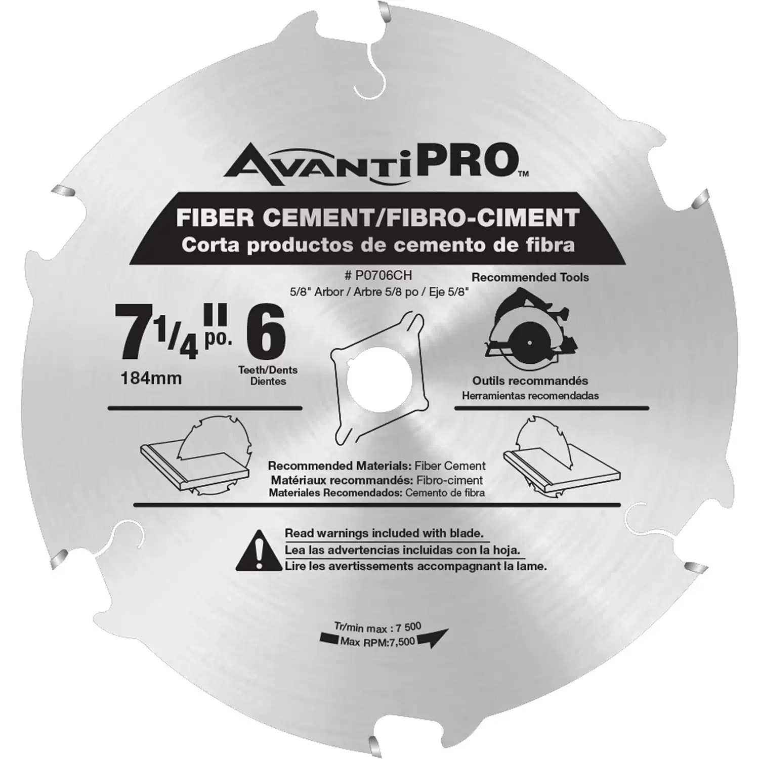 Freud AvantiPro P0706CH 7-1/4" x 6TPI Circular Saw Blade for Fibre Cement