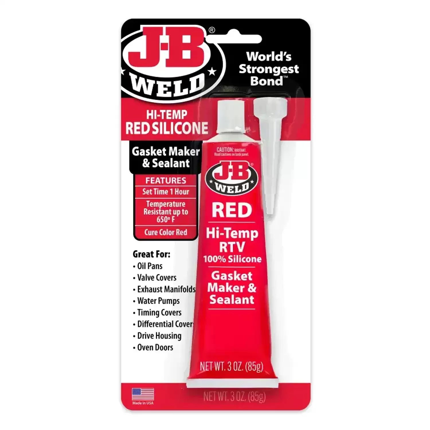 J-B Weld 31314 3oz Red Hi-Temp RTV Silicone Gasket Maker & Sealant – World’s Strongest Bond