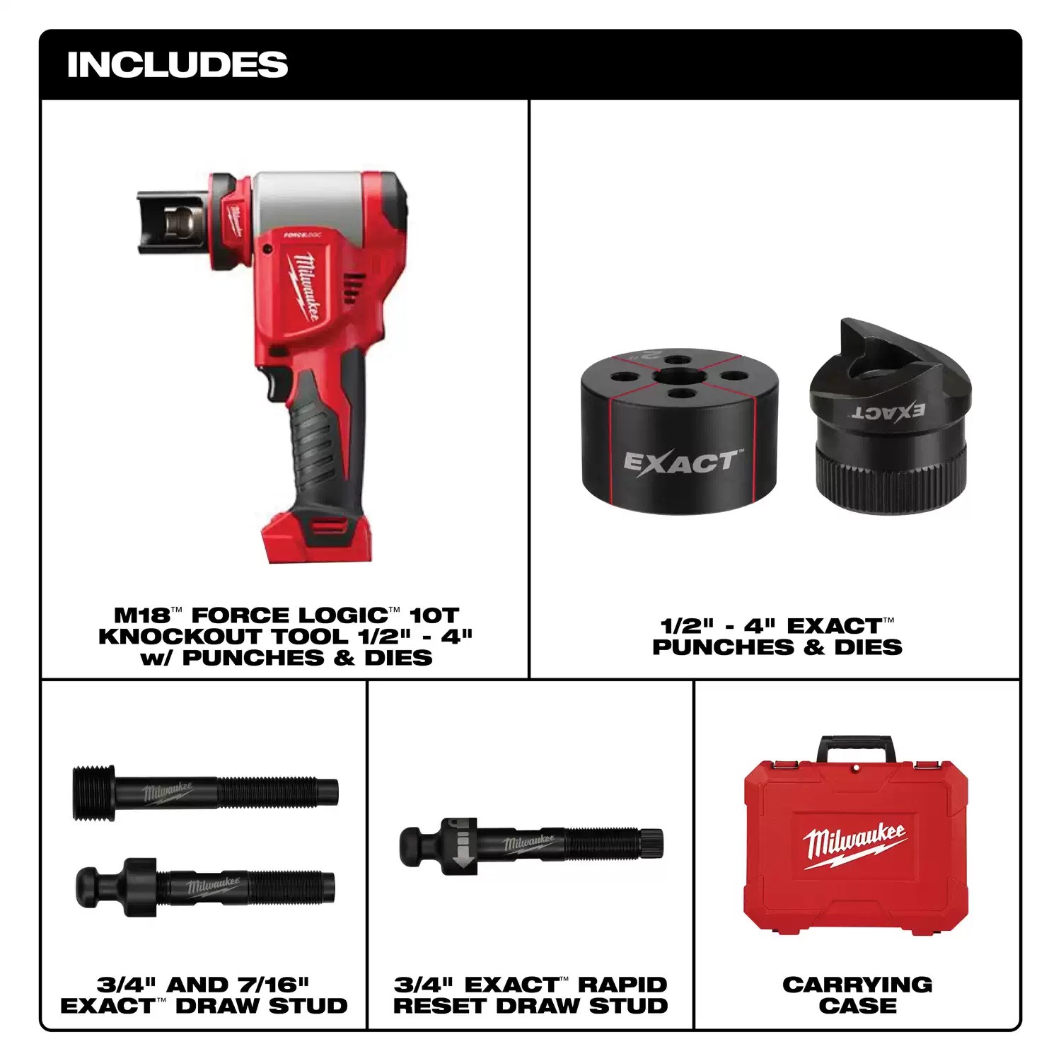 Milwaukee 2676-04 M18 FORCE LOGIC 10 Ton 1/2" to 4" Knockout Tool - Tool Only