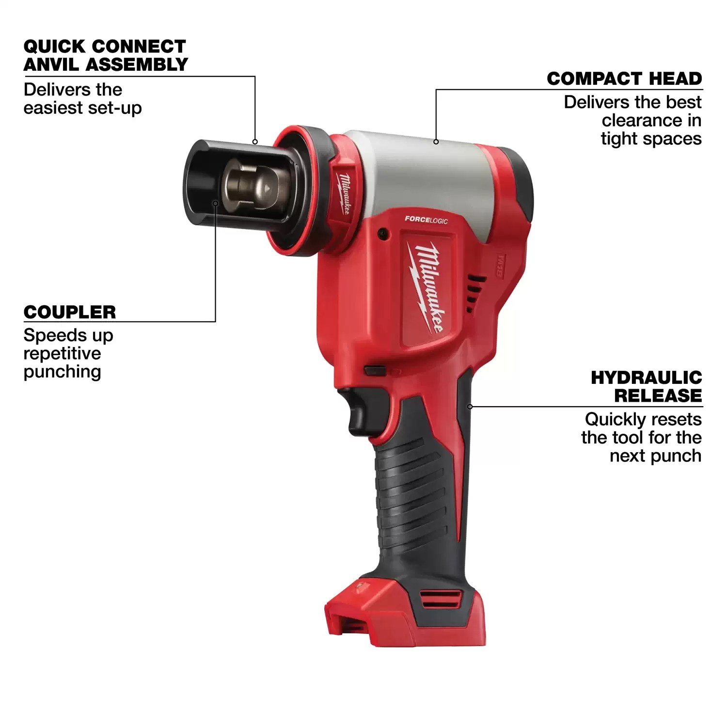 Milwaukee 2676-04 M18 FORCE LOGIC 10 Ton 1/2" to 4" Knockout Tool - Tool Only