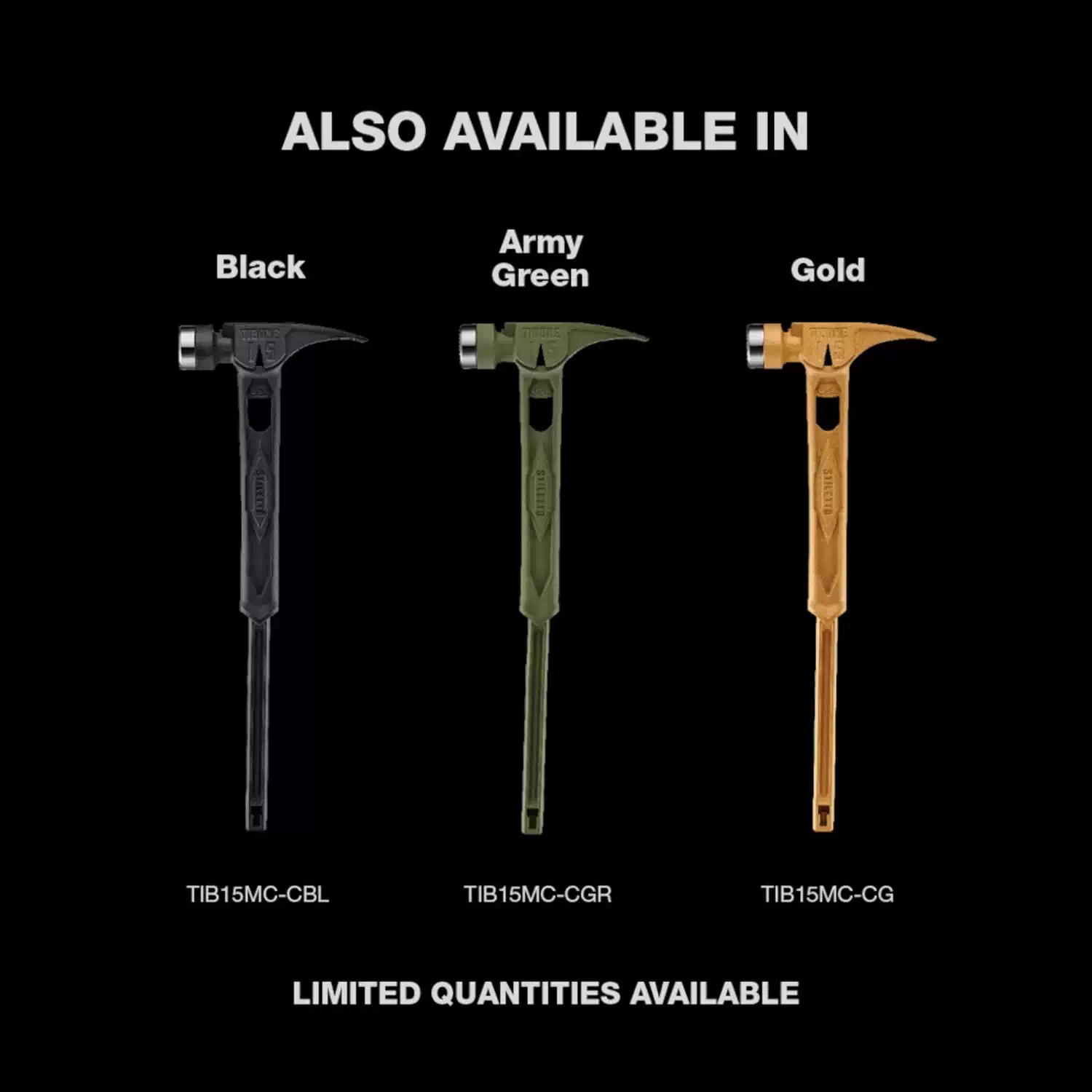 Stiletto TIB15MC-CBL TIBONE Black 15oz Milled Casting Titanium Hammer - Limited Edition