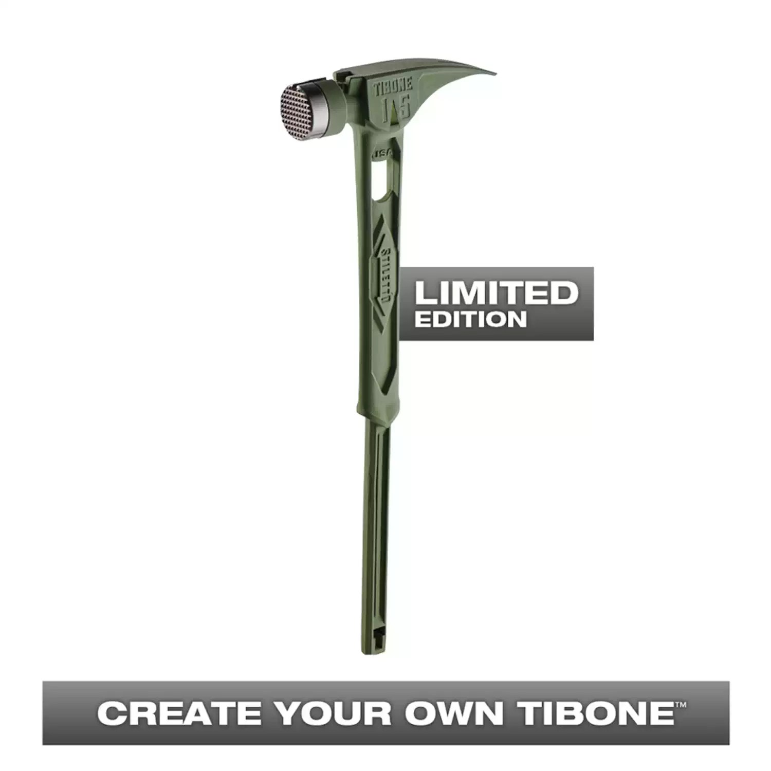 Stiletto TIB15MC-CGR TIBONE Army Green 15oz Milled Casting Titanium Hammer - Limited Edition
