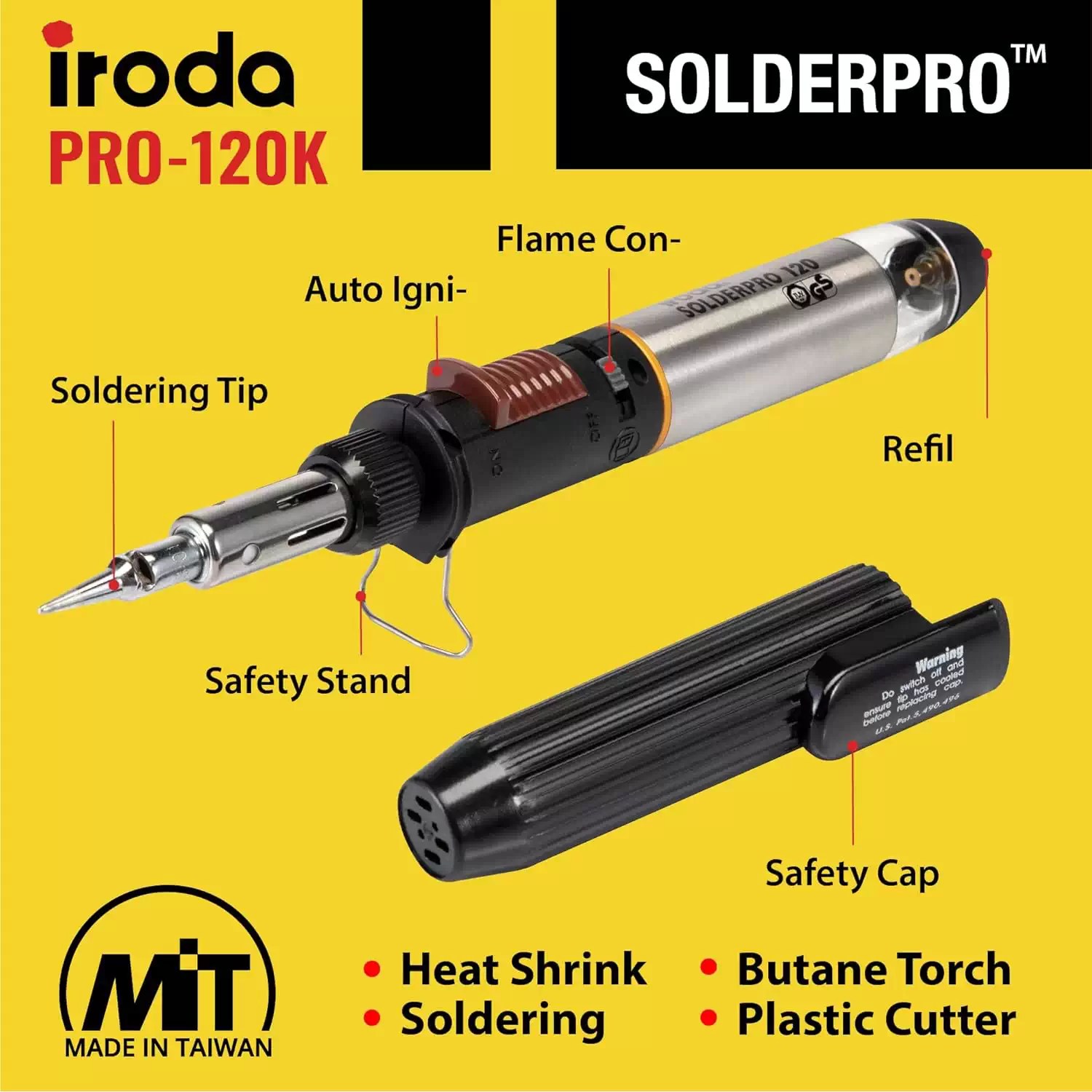 Iroda SOLDERPRO 120K 30-125Watts Cordless Butane Soldering Iron Kit