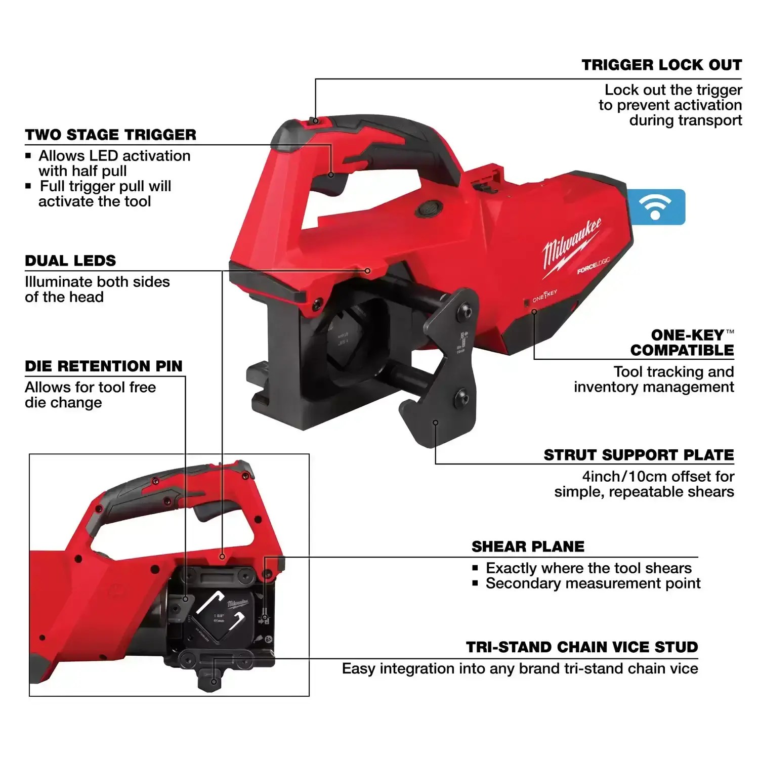 Milwaukee 2933-20 M18 FORCE LOGIC Single Channel Strut Shear - Tool Only