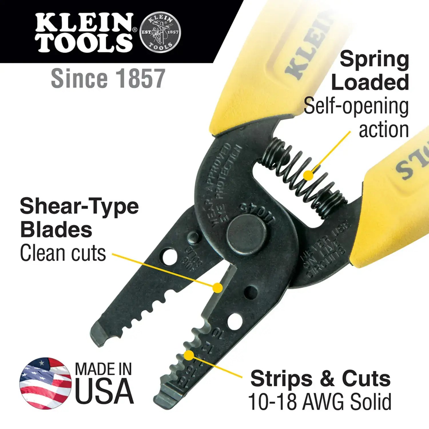 Klein Tools 11045 6-1/4" Wire Stripper / Cutter (10-18 AWG Solid)