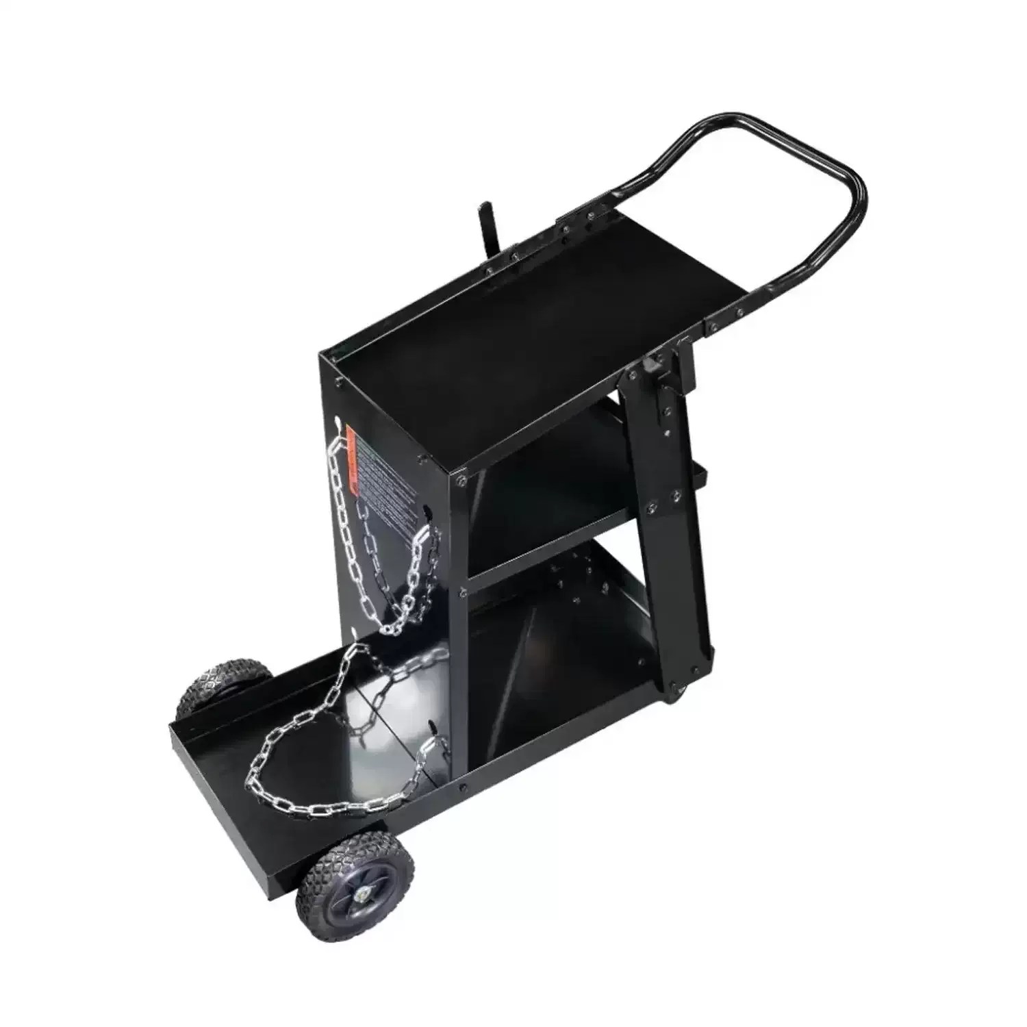 PowerWeld CCMIG-B Black 3 Tray Welding Cart with Gas Cylinder Storage