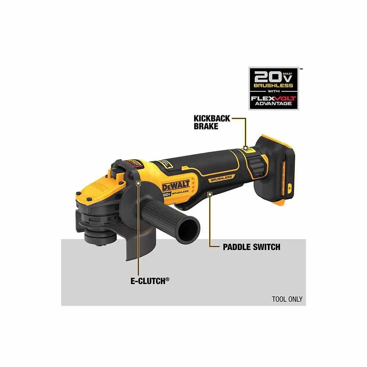 Dewalt DCG416B 20V MAX* 4-1/2 in. - 5 in. Brushless Cordless Paddle Switch Angle Grinder with FLEXVOLT Advantage (Tool Only)