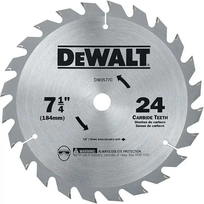 Dewalt DW3577C 7-1/4-In 24-Tooth Circular Saw Blade