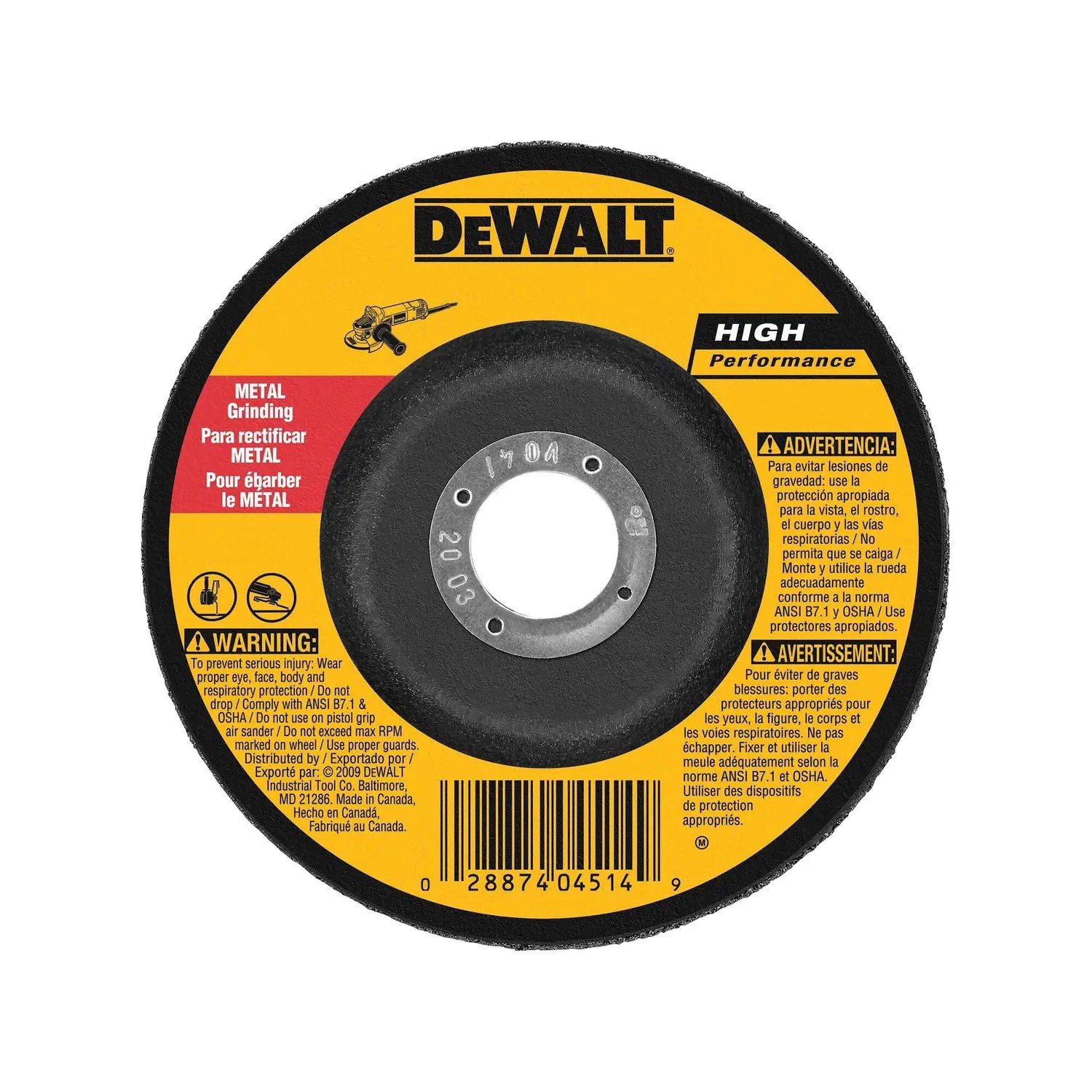 Dewalt DW4624 6-Inch By 1/4-Inch By 7/8-Inch General Purpose Metal Grinding Wheel (1-Pack)
