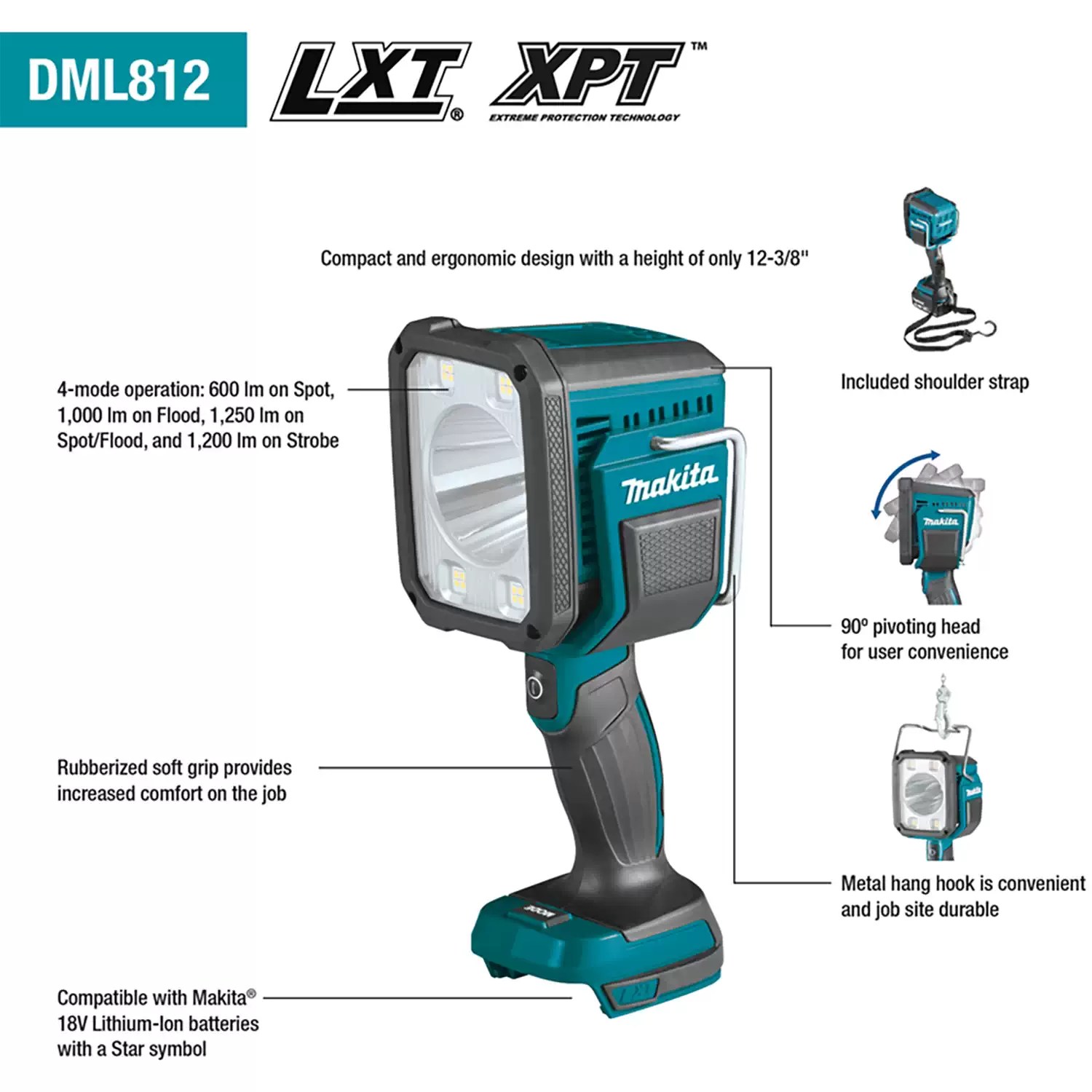 Makita DML812 18V LXT Li-Ion Cordless LED Flashlight / Spotlight - Tool Only