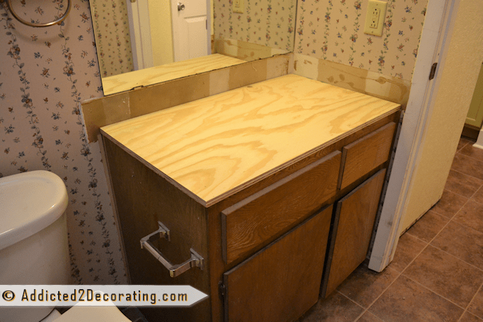 Bathroom Makeover Day 2: My $35 DIY Wood Countertop ...