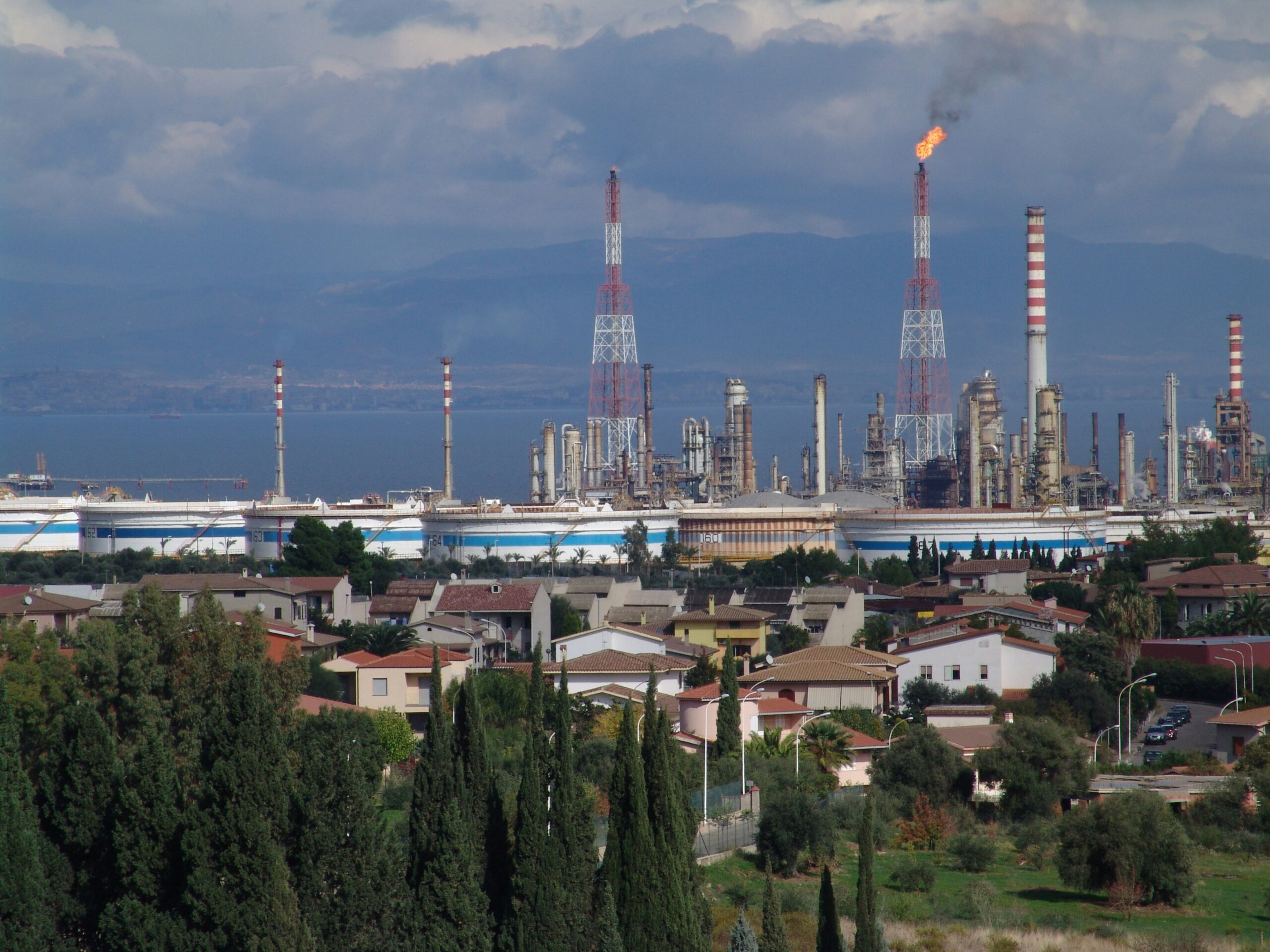 Oil refinery in Africa with industrial towers