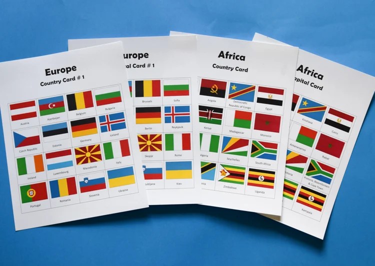countries capitals of the world printable geography game adventure in a box