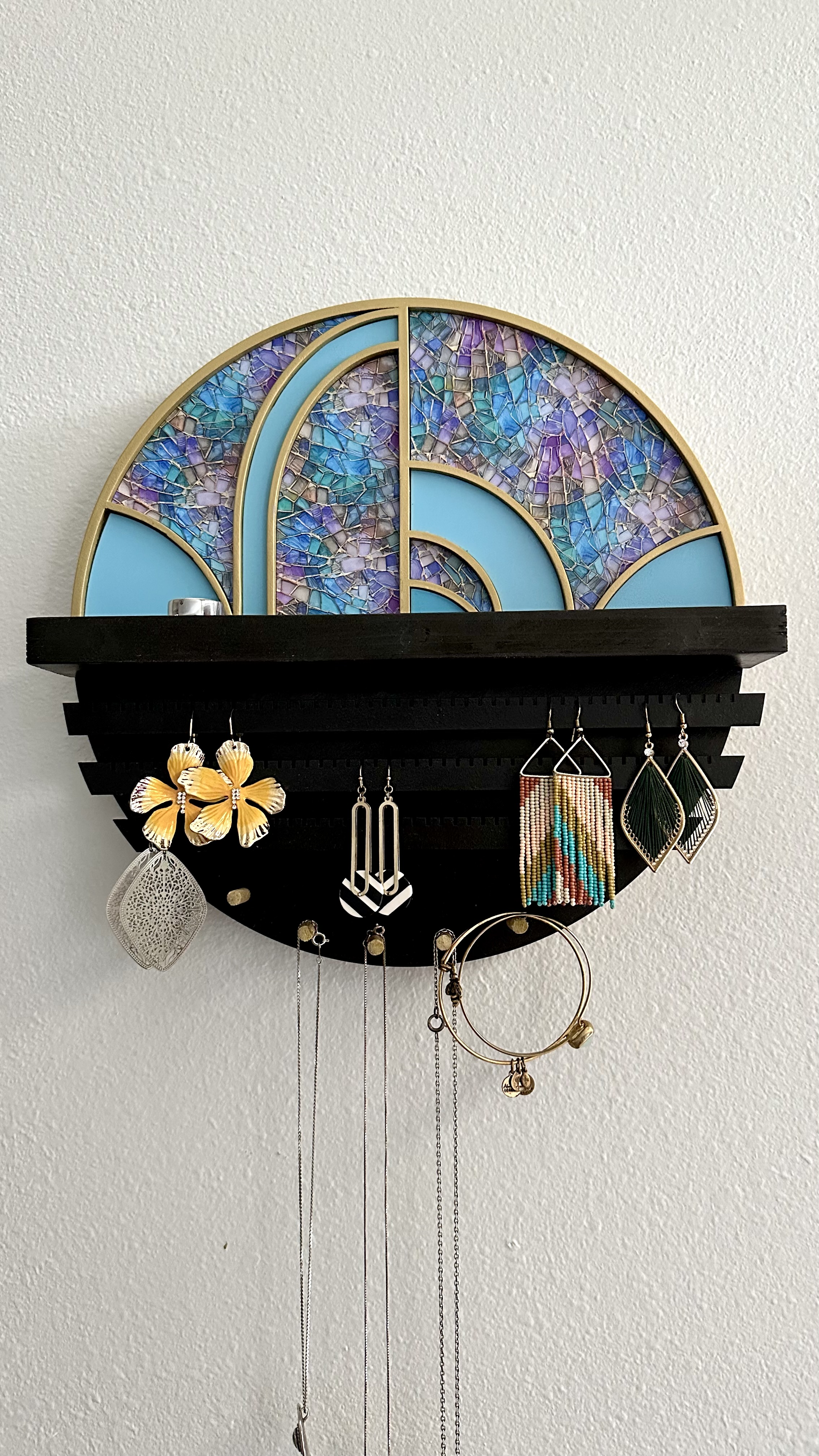 Blue Stained Glass Jewelry Holder