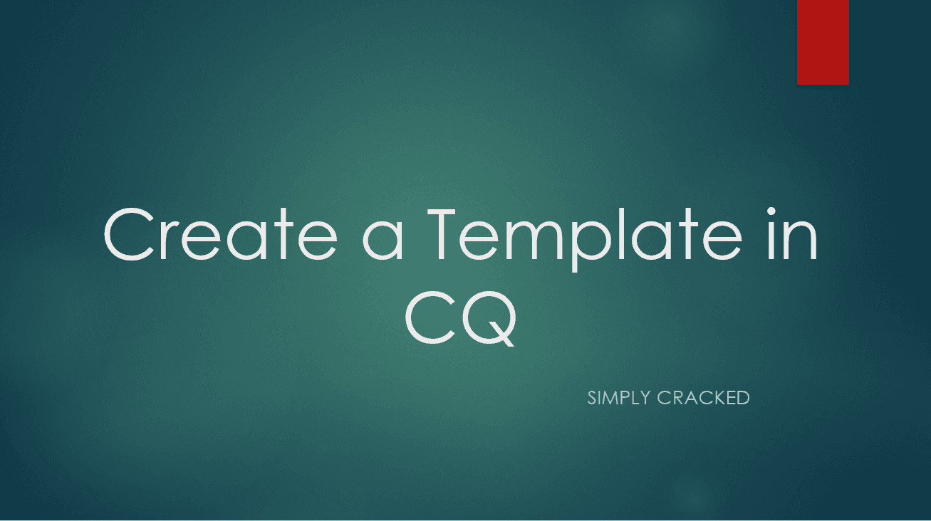 Create a Template in Adobe CQ5 AEM CQ5 Tutorials