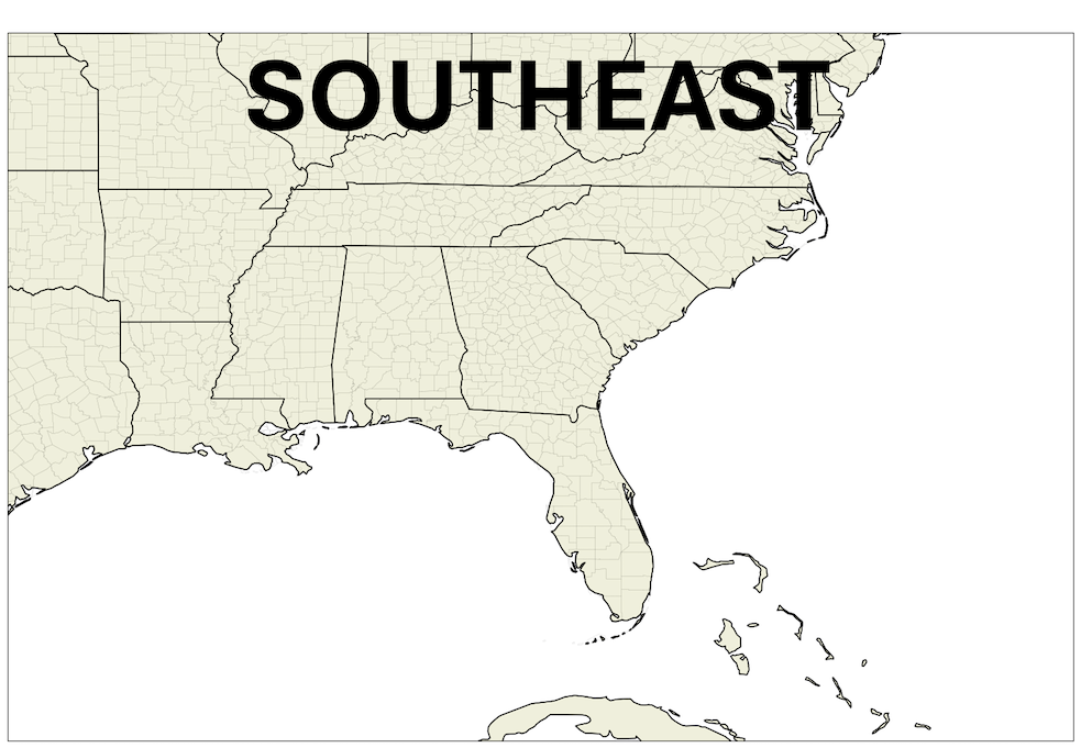 A Blank Map Of The Southeast US What Can You Learn Blank Map SE 