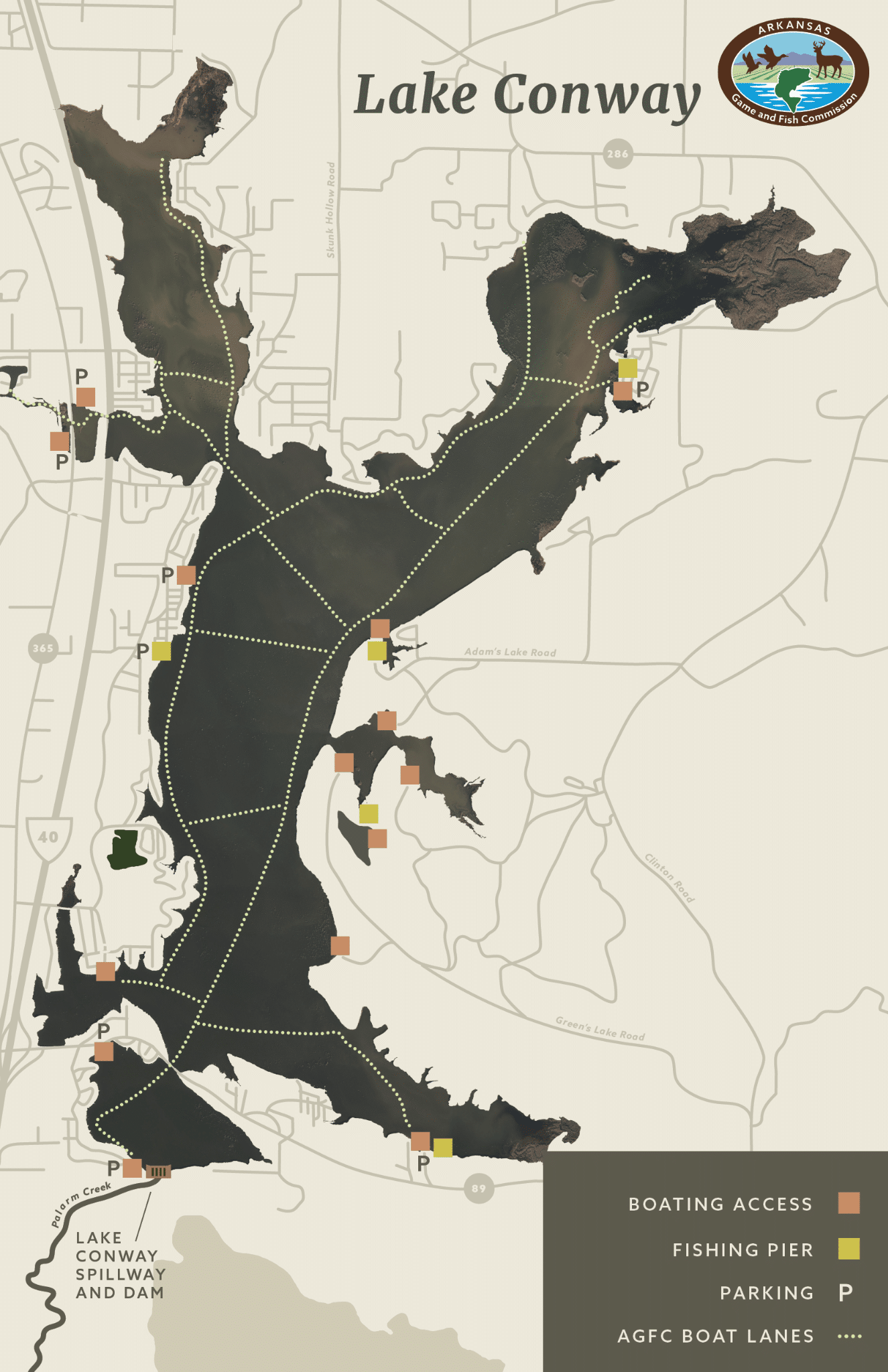 Lake Conway Boat Lane Sessions Announced Arkansas Game 231215 4CP Lake Conway Proposed Boat Lanes Map 