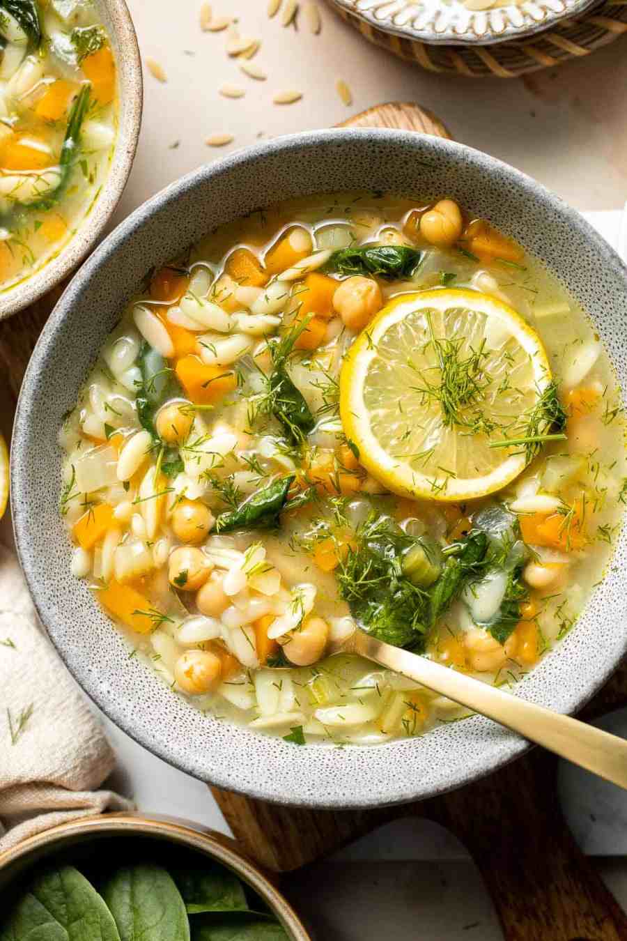 Lemon Chickpea Orzo Soup