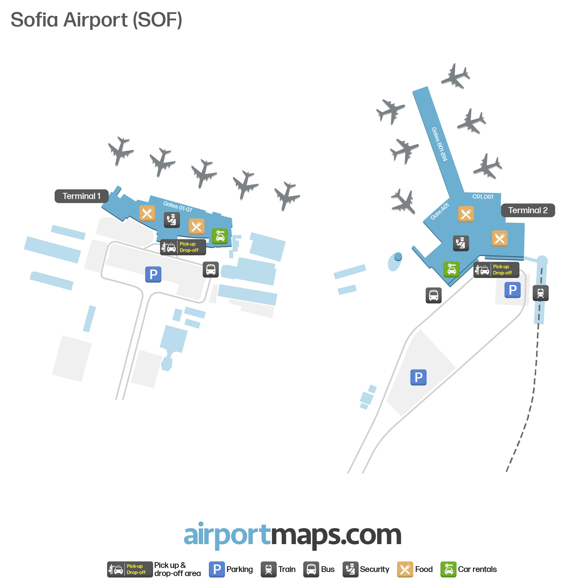 Map Of Sofia Airport SOF Terminals Airportmaps Com.