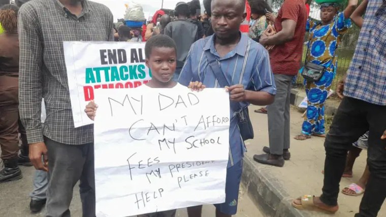 #EndBadGovernance: My Father Can't Pay My School Fee, Little Protester Tells Tinubu 1 Little Protester