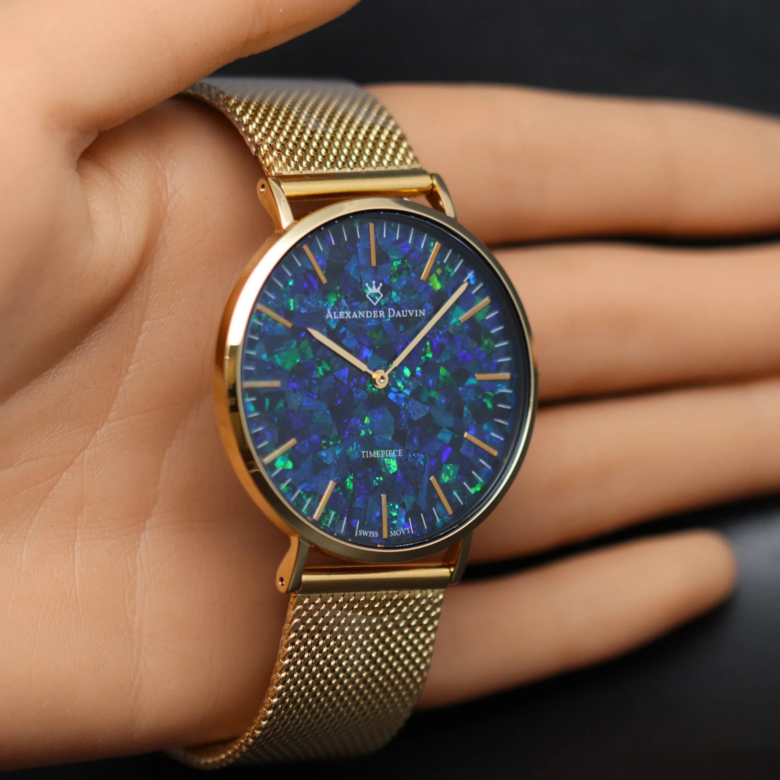 Classic Cliff Blue Opal Watch - 40mm - Alexander Dauvin