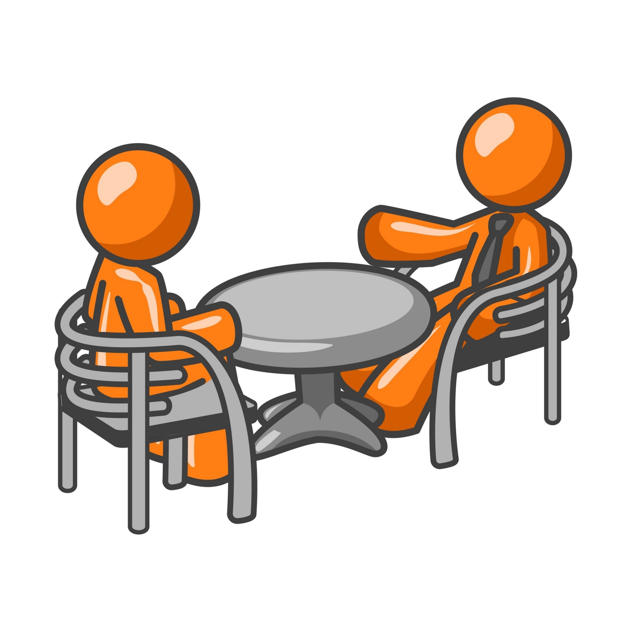 Two People At Table Interview Cartoon Aliem