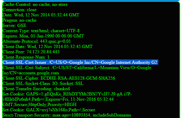 https response header from gmail