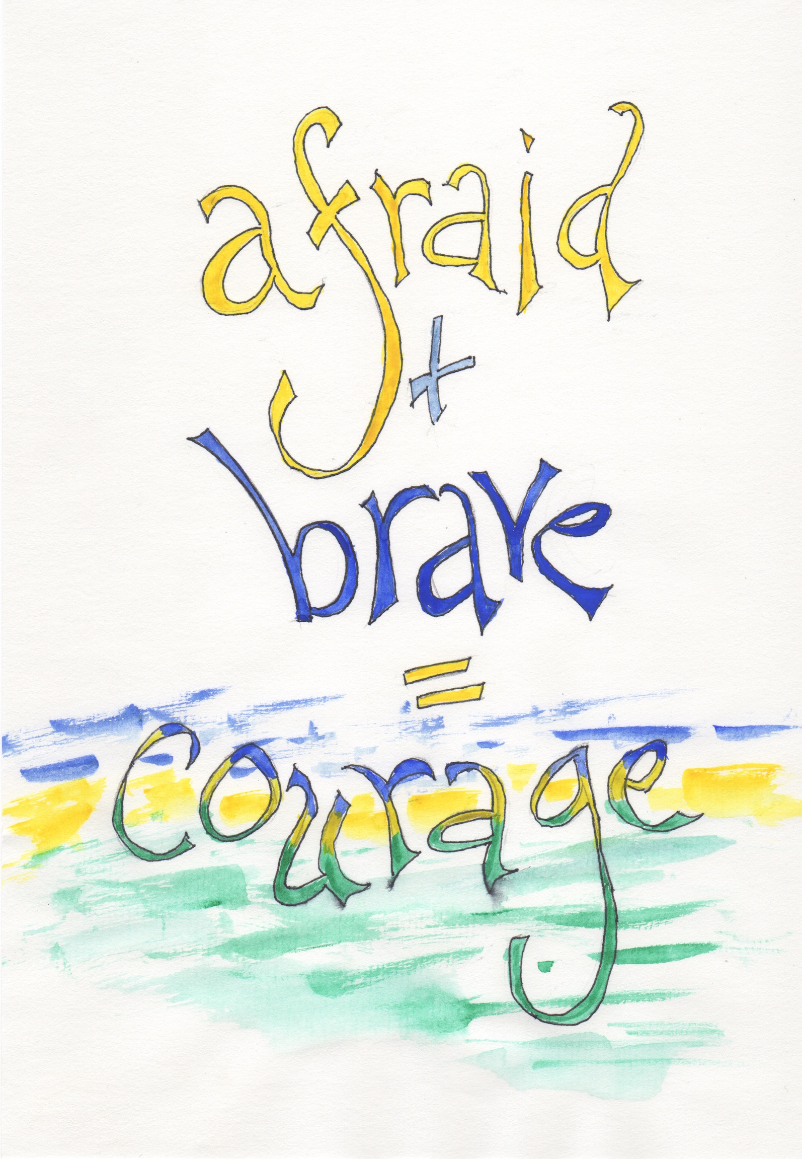 Afraid Brave Courage, Poster, Quotes, Lettering