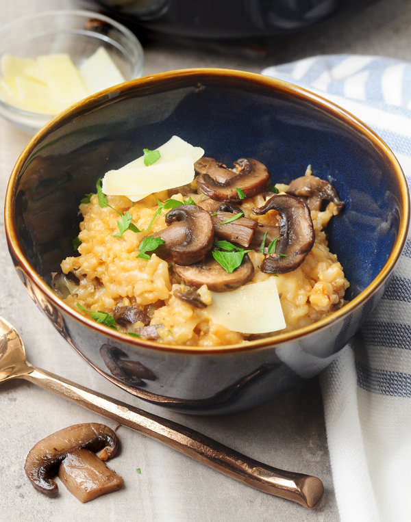 Mushroom Parmesan Brown Rice Risotto by Alison's Allspice