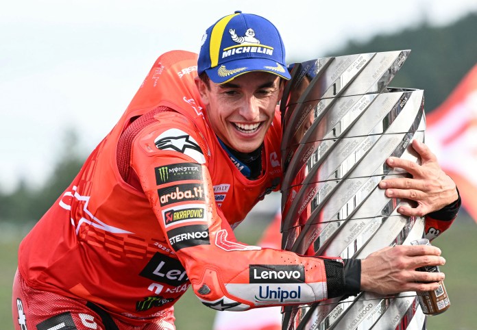 Marc Marquez reacts.
