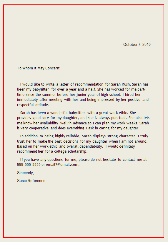 Writing A Reference Letter All Docs