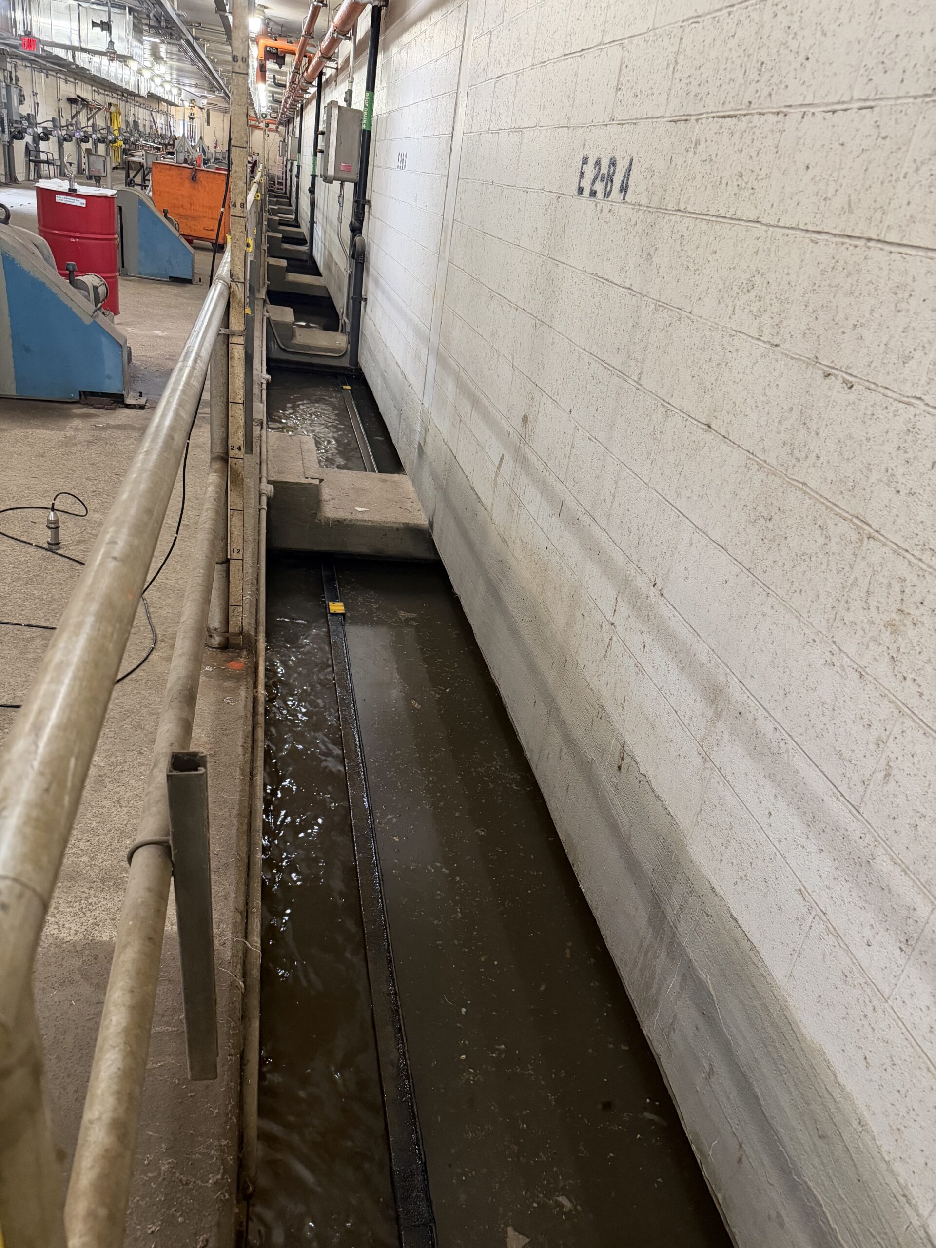 dirty water in concrete holding tanks