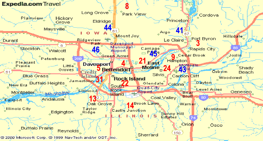 Moline Illinois Map Quad Cities Area Guide Qca Map 2b 