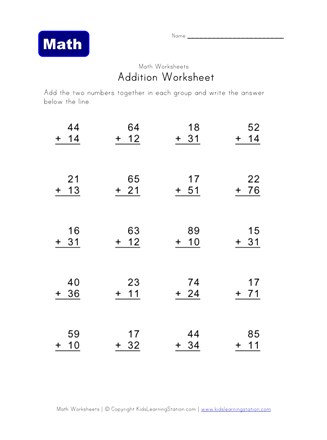 addition without carrying worksheet 1 all kids network