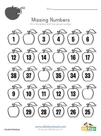 apple missing numbers worksheet all kids network