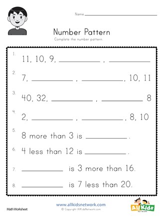 number pattern worksheet 6 all kids network