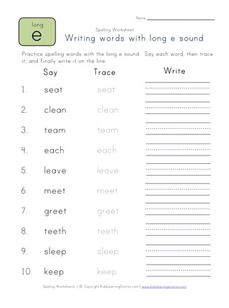 say trace and write long ee and ea words all kids network