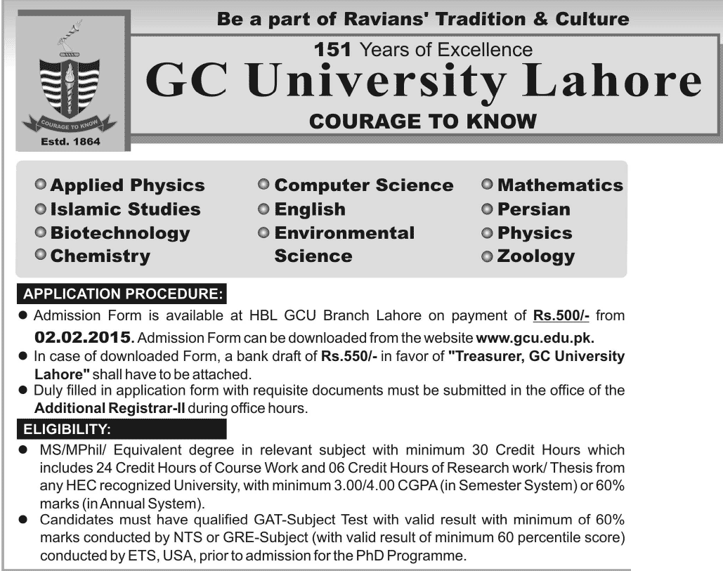Gcu lahore admission picture