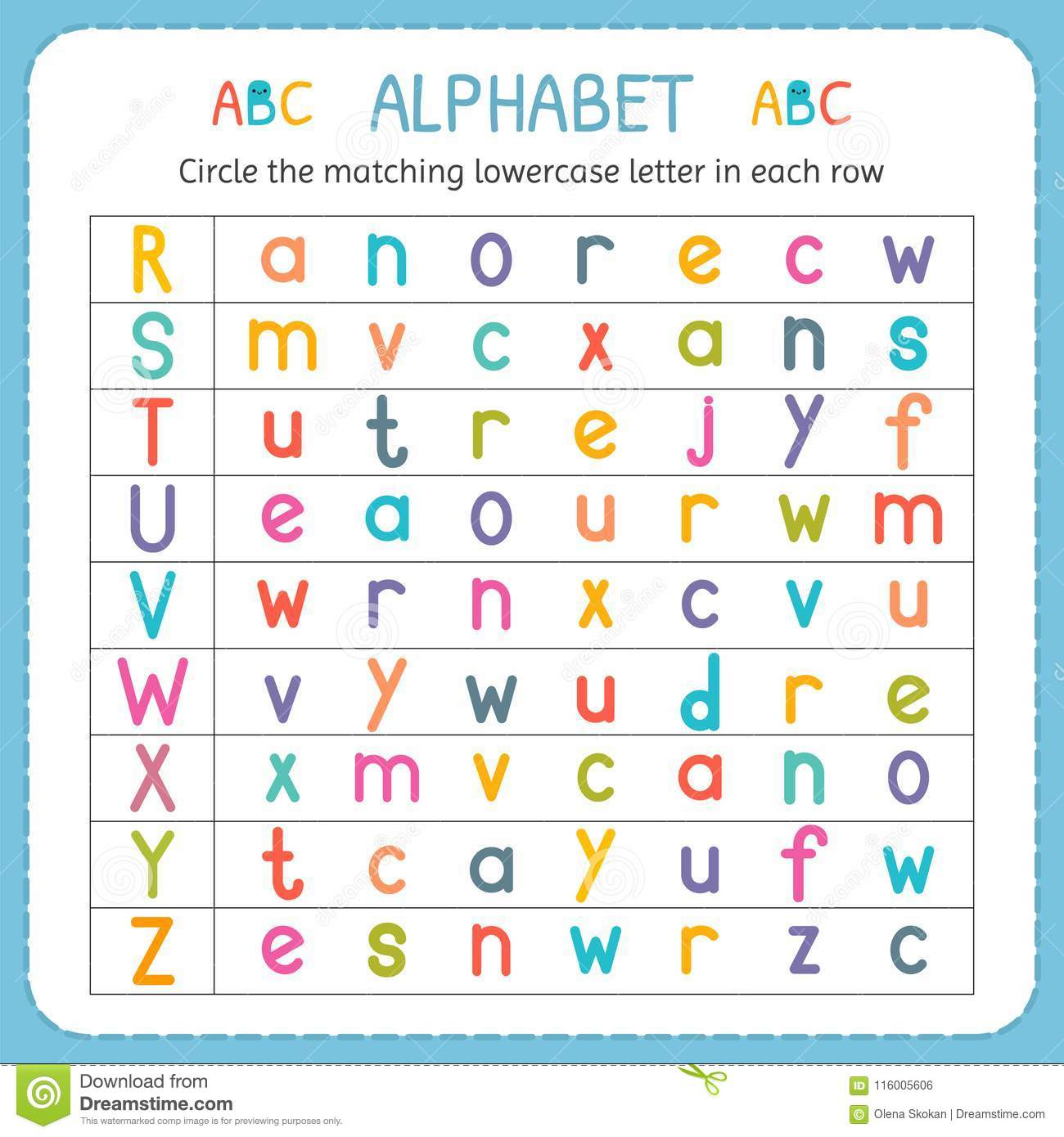 alphabet matching worksheets for nursery alphabetworksheetsfreecom
