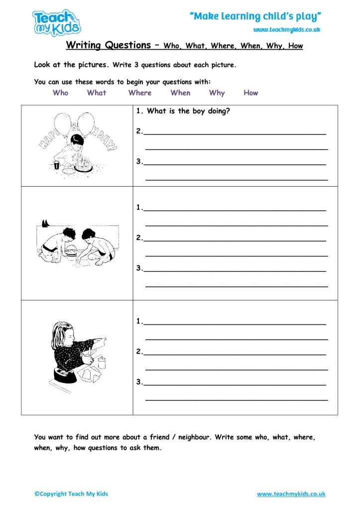 Writing questions worksheets
