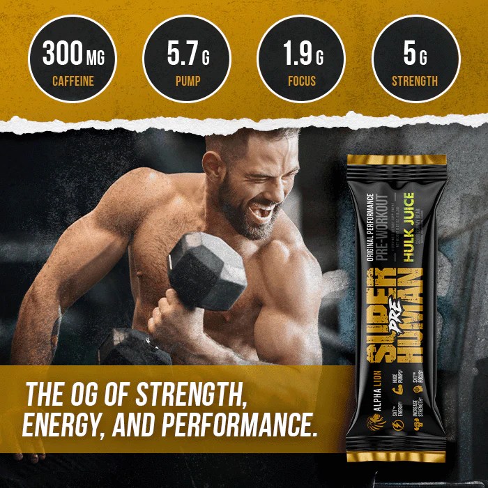 Superhuman Pre Pre Workout Supplement Alpha Lion