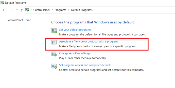 ¿Sabes cómo asociar archivos con programas en Windows 10? 10 Control Panel - Default Programs