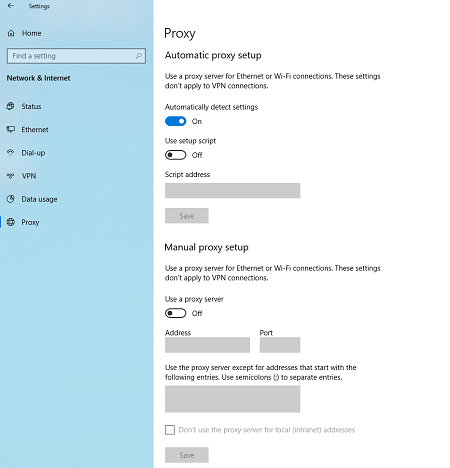 manual proxy setu